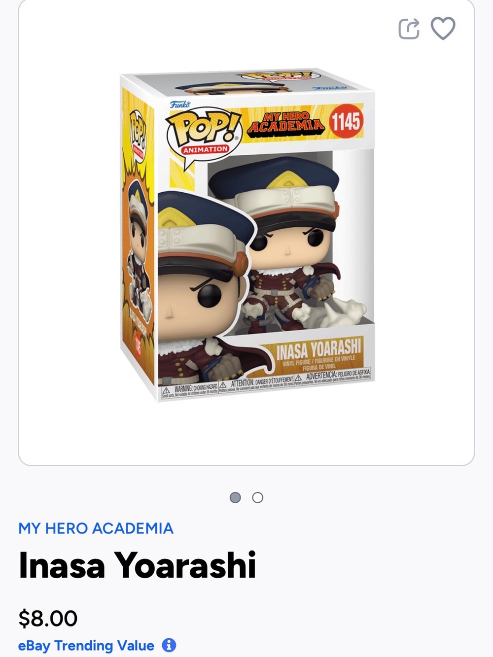 Funko Pop! Animation Inasa Yoarashi - Navy, White, Brown- 1145